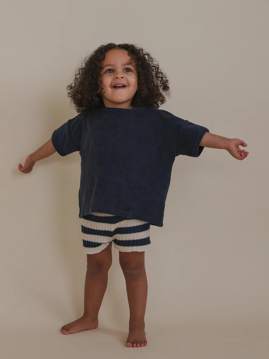 Organic Zoo - Navy Terry Boxy T.Shirt. 4-5 years.