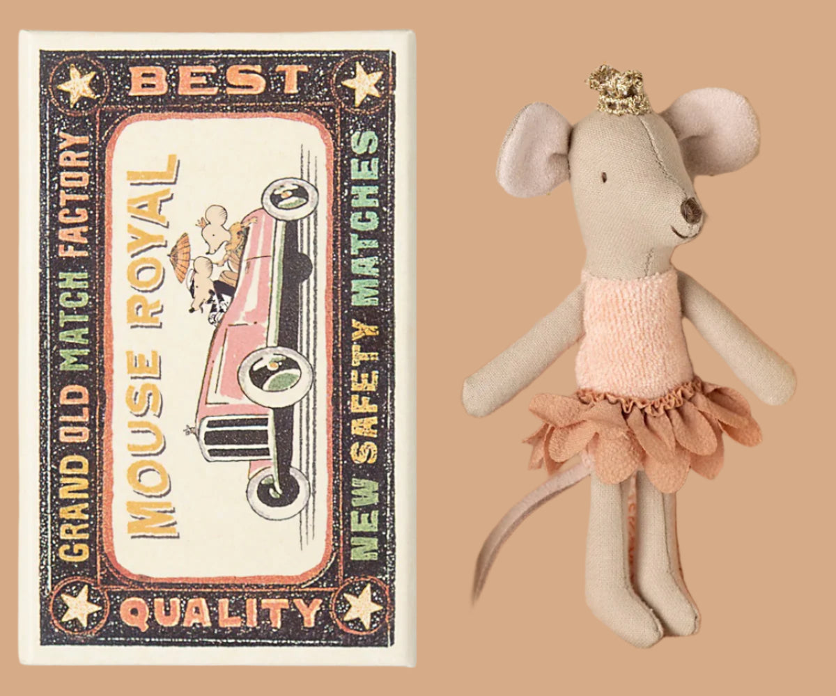 Maileg - Princess Mouse. Little Sister in Matchbox.