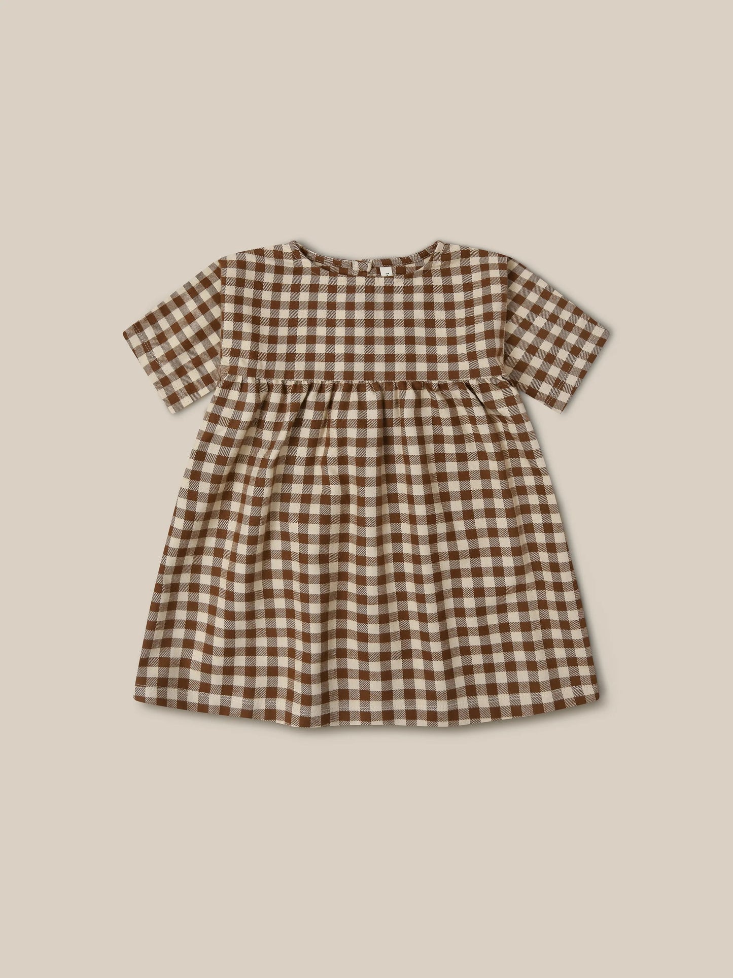 Chestnut Gingham Gather Dress