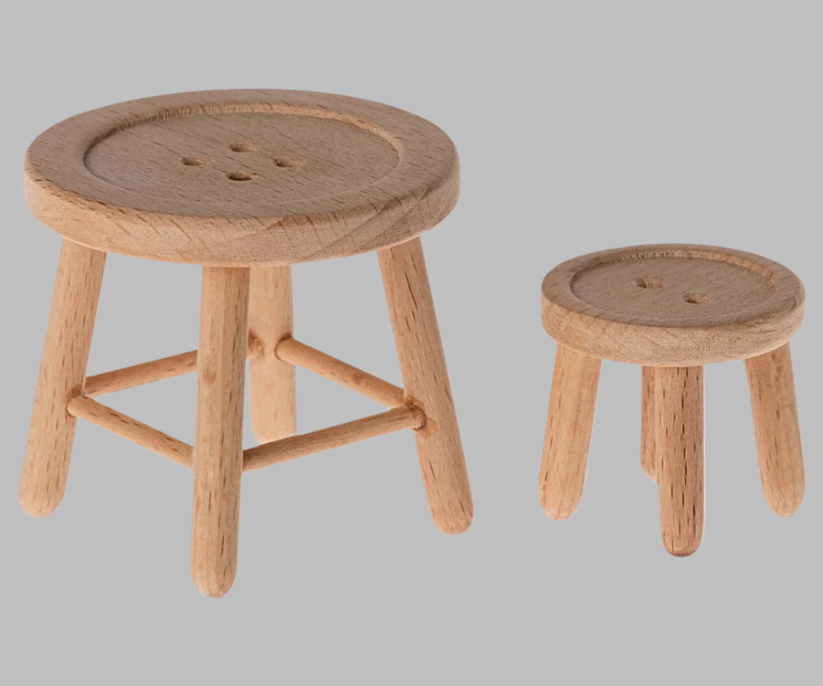 Maileg table and stool set. Mouse.