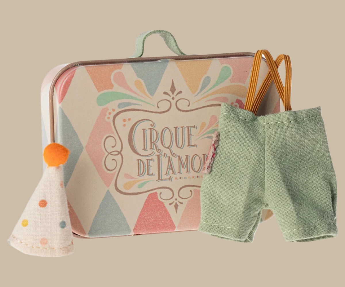 Maileg - Clown clothes in suitcase. Little Brother/Little Sister Mouse.