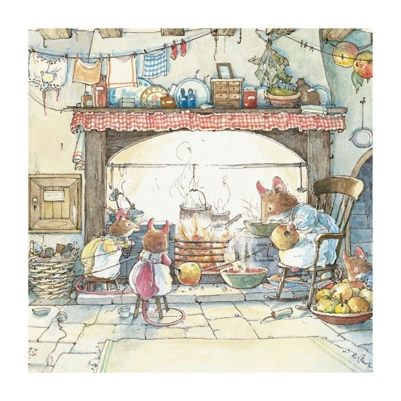 Brambly Hedge card. Kitchen at Crabapple Cottage.