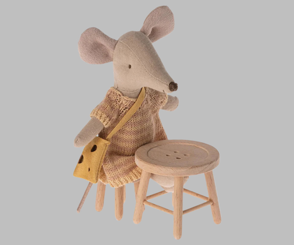 Maileg table and stool set. Mouse.