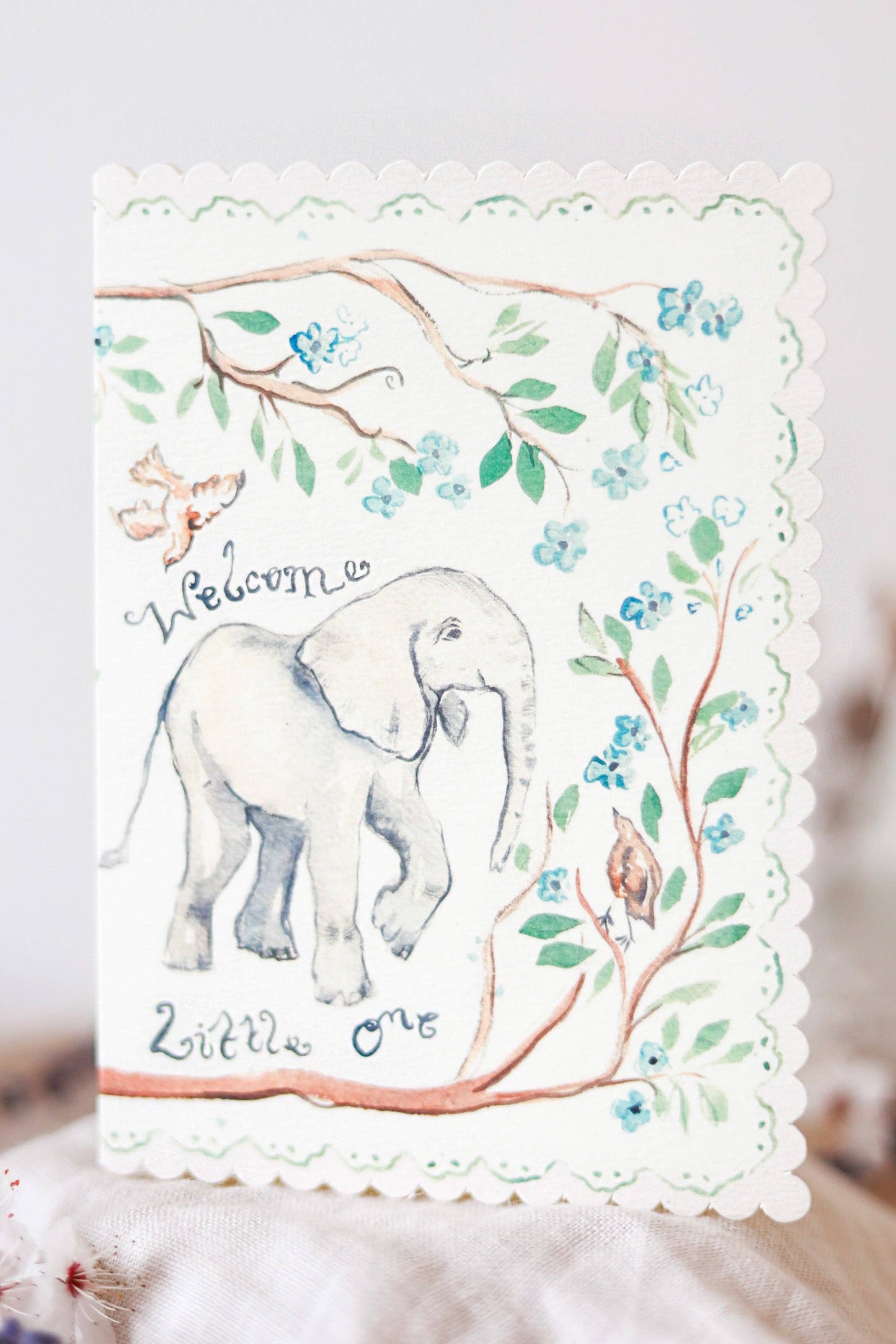 Welcome little one - scalloped edge card