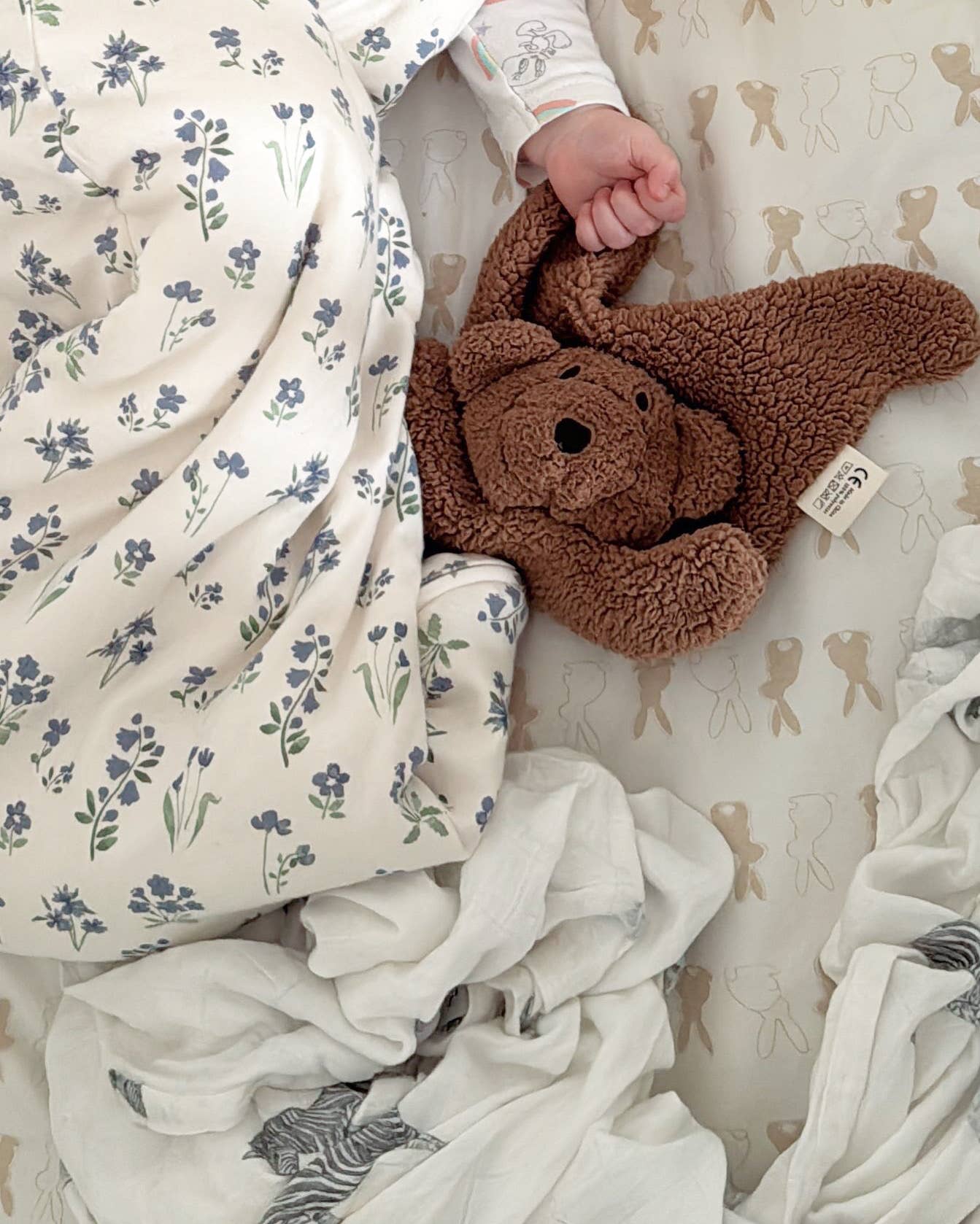 Brown snuggle bear. Baby Comforter.