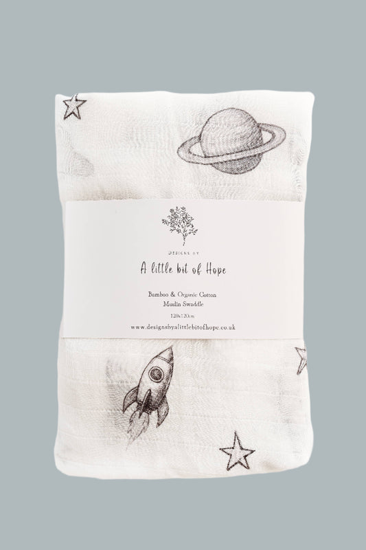 Planet of dreams/ Space/moon/stars Muslin blanket