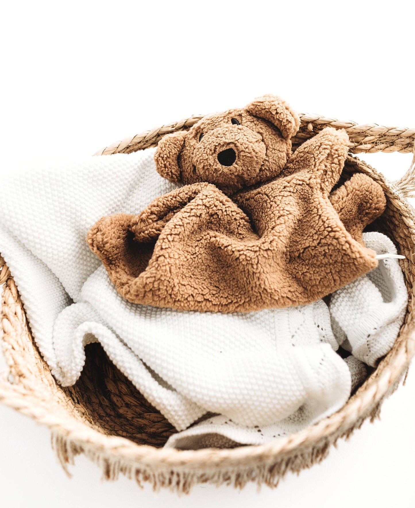 Brown snuggle bear. Baby Comforter.