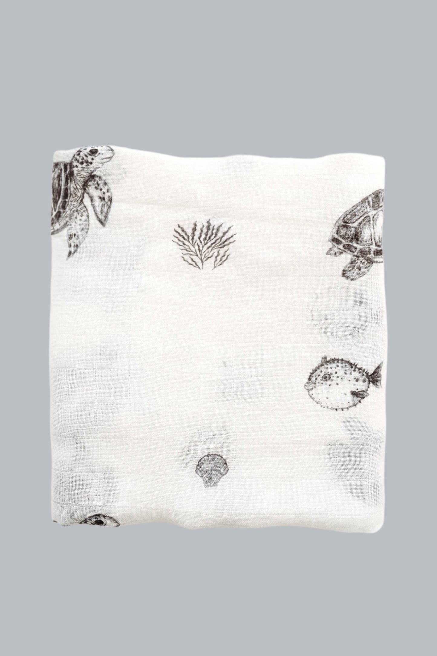 Into the ocean - Turtle-fish-coral muslin blanket