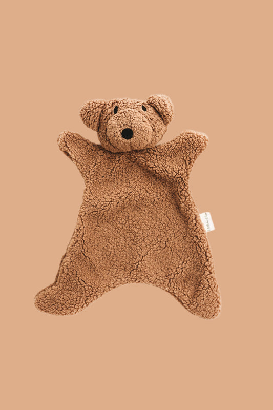Brown snuggle bear. Baby Comforter.