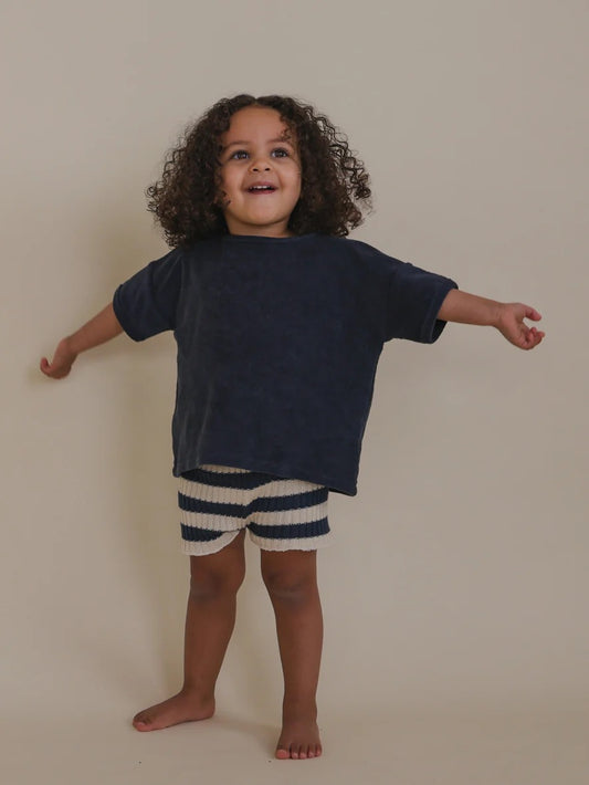 Organic Zoo - Navy Terry Boxy T.Shirt. 4-5 years.