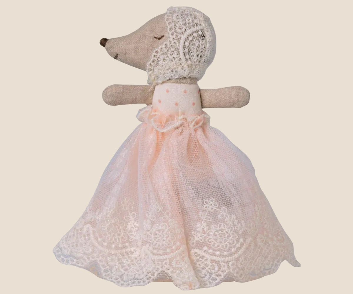 Maileg. Baby Mouse in gown.