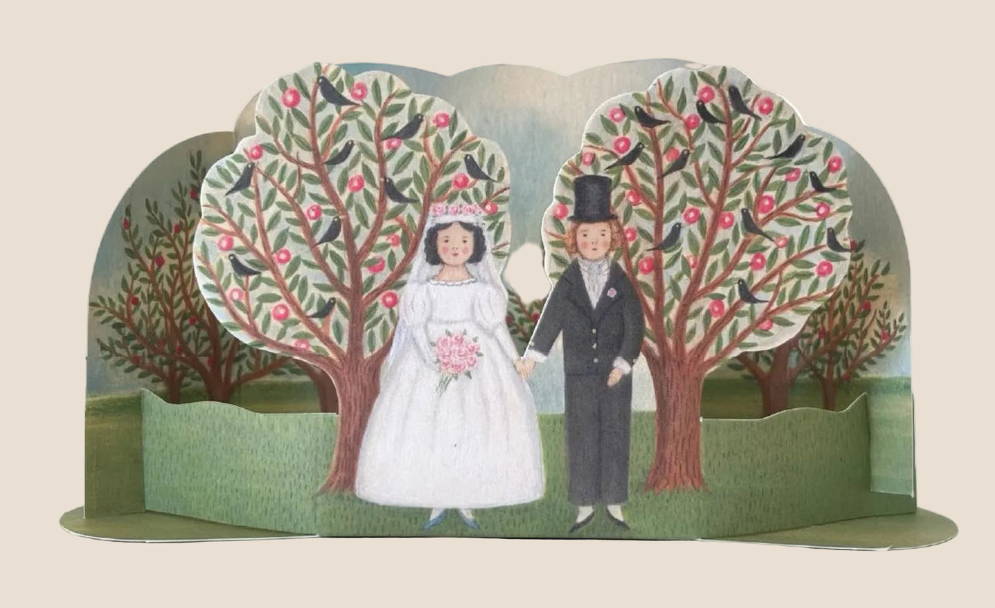 Elizabeth Harbour. Wedding Couple - Diorama Greetings Card.