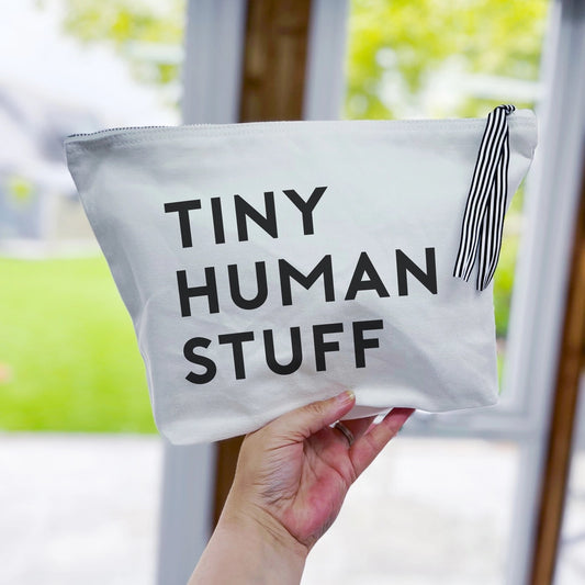 Tiny Human Stuff - Large Pouch. Grey.