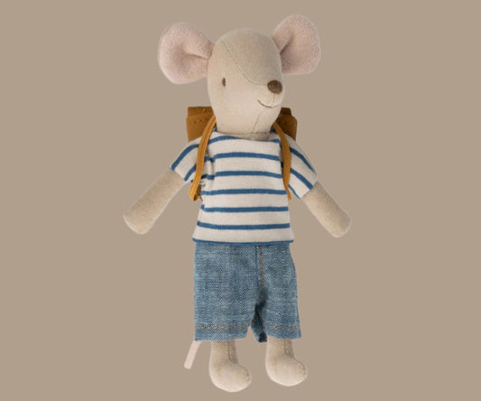 Maileg Tricycle Mouse- Big Brother with backpack.