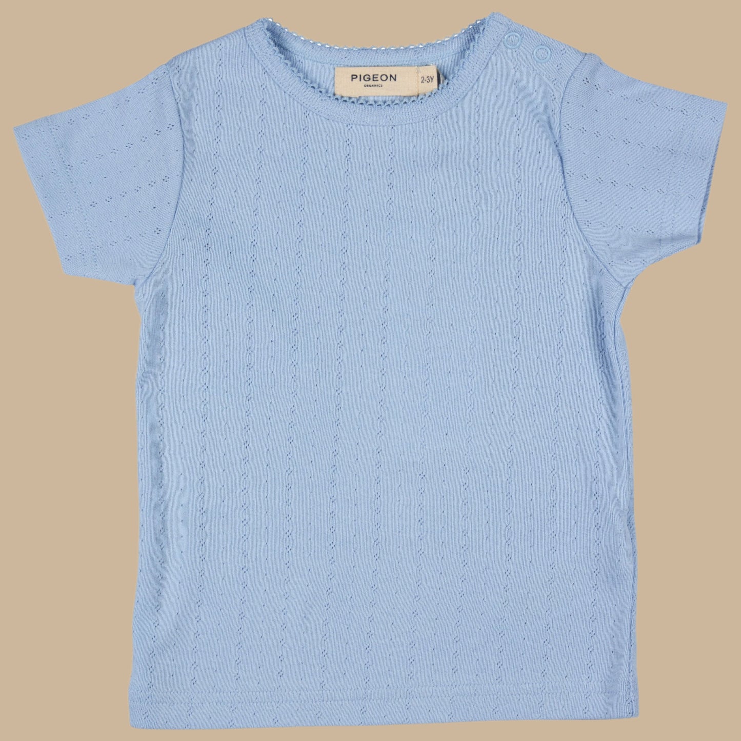 Pointelle T.Shirt. Pale Blue.