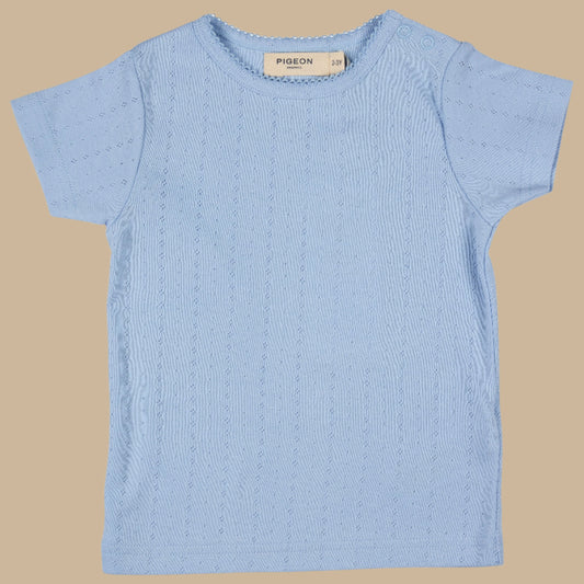 Pointelle T.Shirt. Pale Blue.