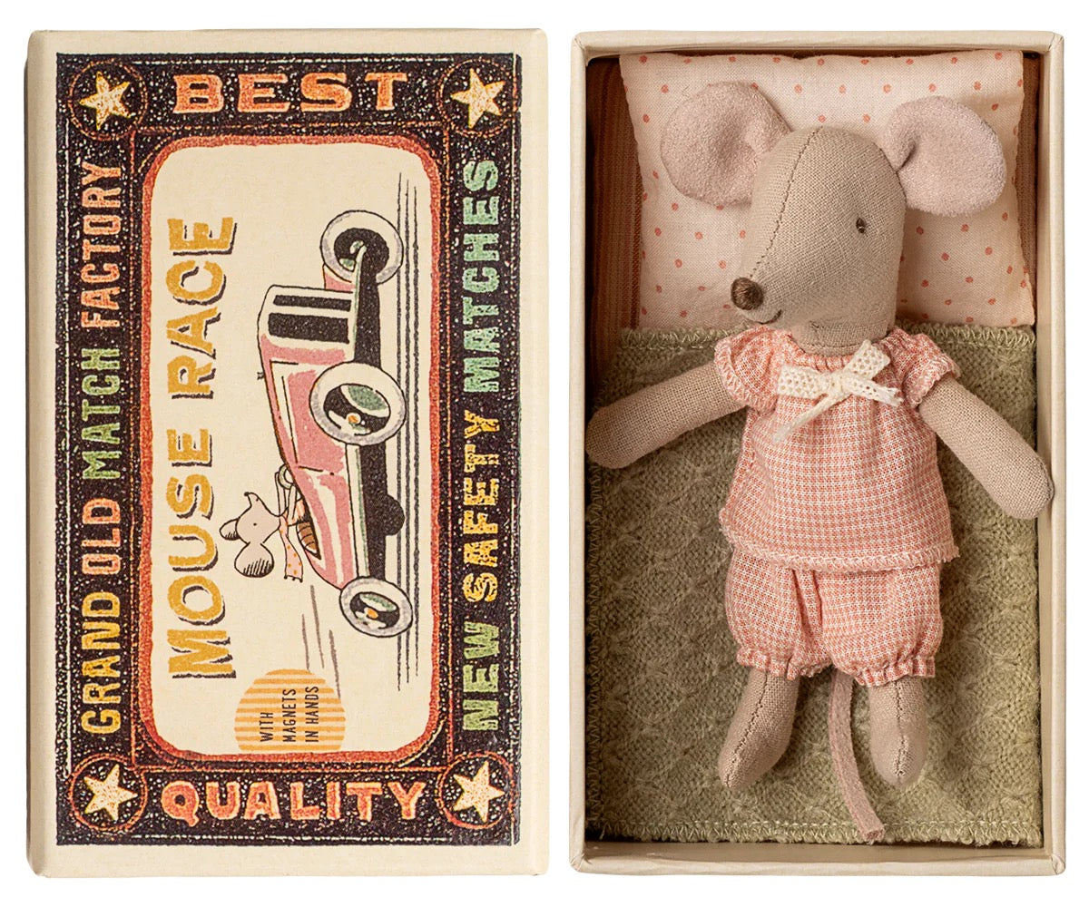 Maileg. Little Sister Mouse in matchbox.