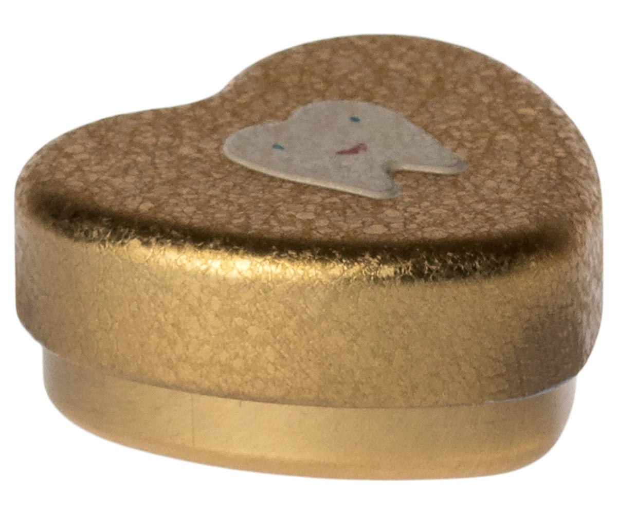 Tooth tin. Small. Gold.