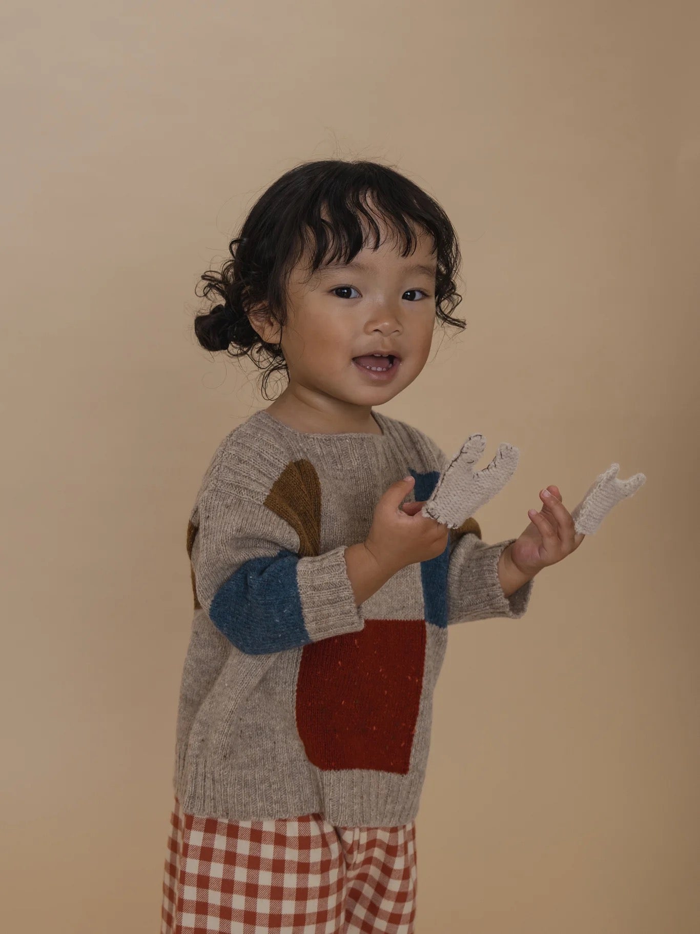 Organic Zoo. Block Patchwork Wool Jumper.