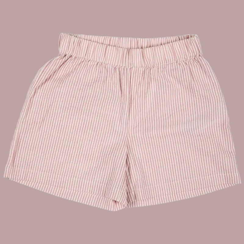 Seersucker shorts. Fine Stripe, Pink.