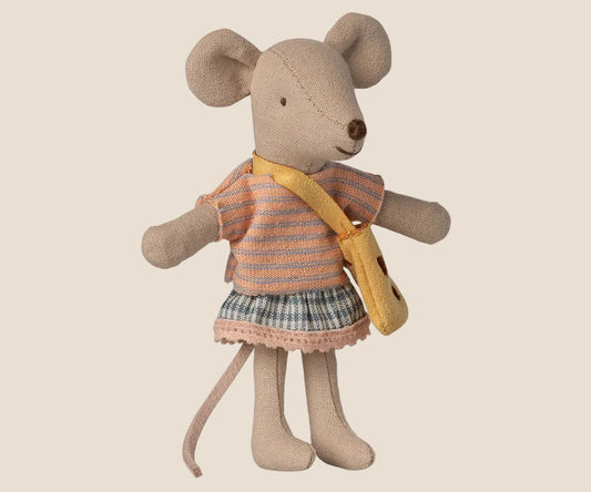 Maileg. Little Sister Mouse with Cheese Bag.