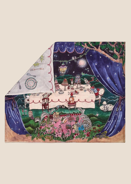 Forivor - Once Upon A Feast. Organic Cotton Baby Swaddle/Toddler Blanket. Reversible.