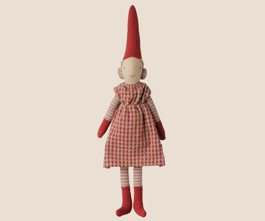 Maileg Pixy, size 1 - Girl in a red dress.
