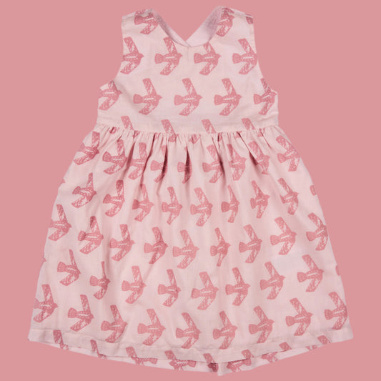 Cross Back Dress. Flying Birds.