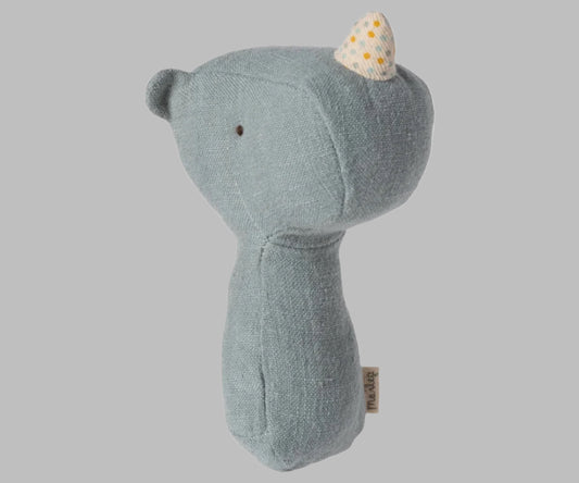 Maileg Lullaby friends Rhino rattle. Dusty blue.