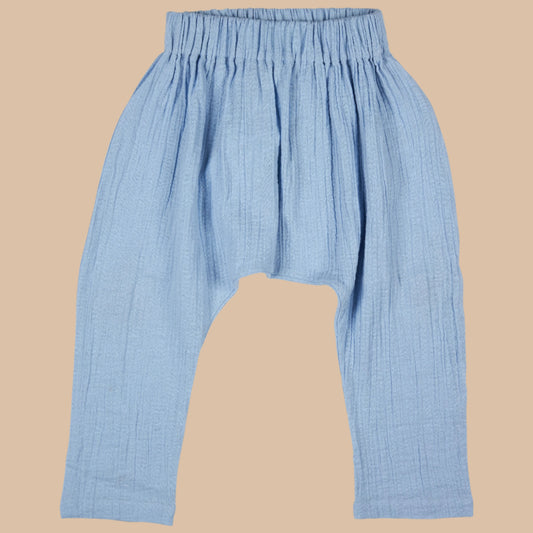 Pigeon Organics Baggy Pants. Muslin. Pale Blue.