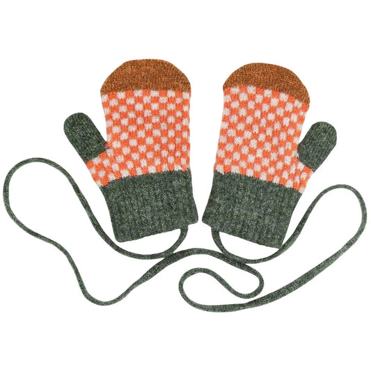 Patterned Lambswool Mittens on a string.