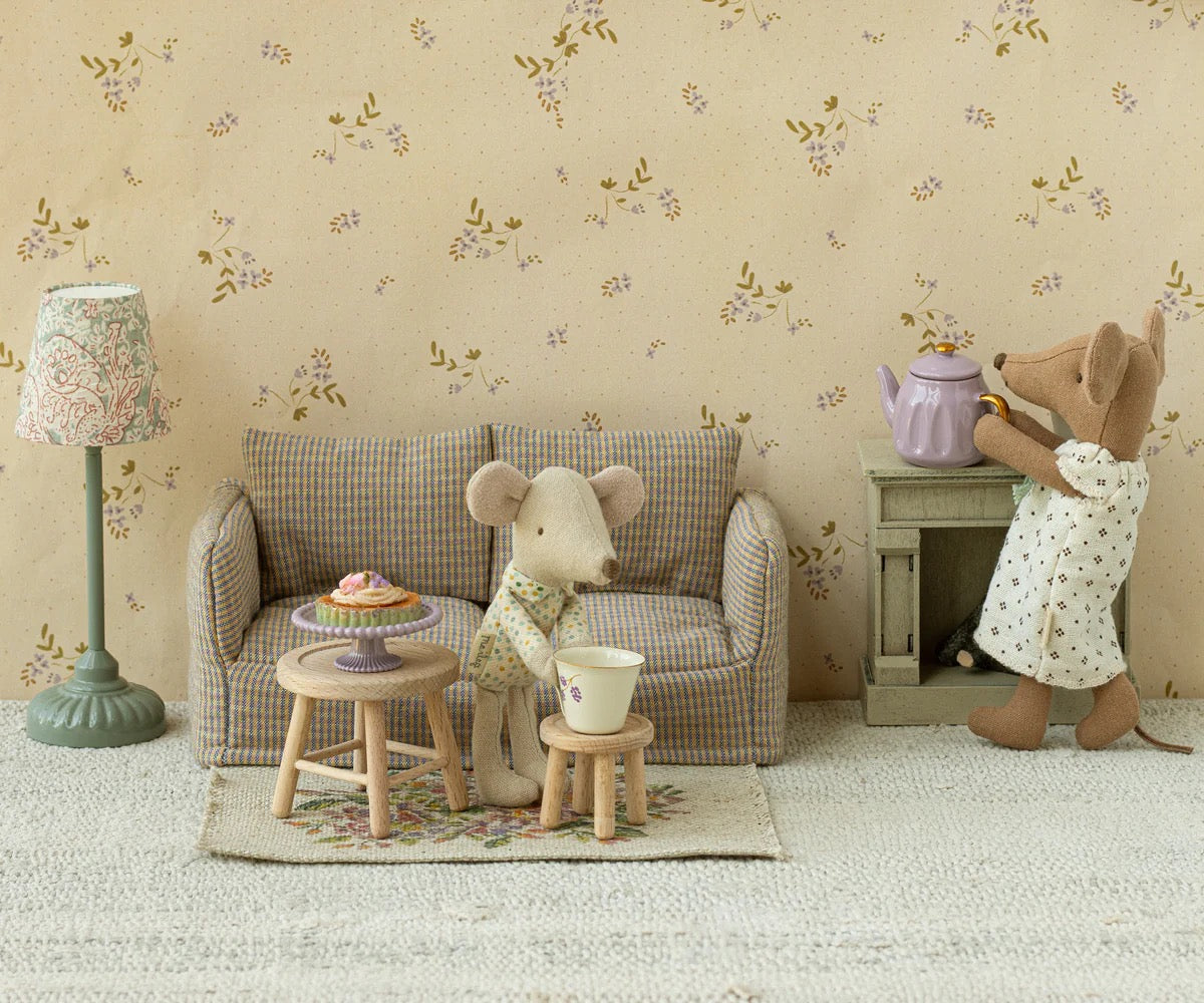 Maileg - Fireplace. Mouse. Off-white.