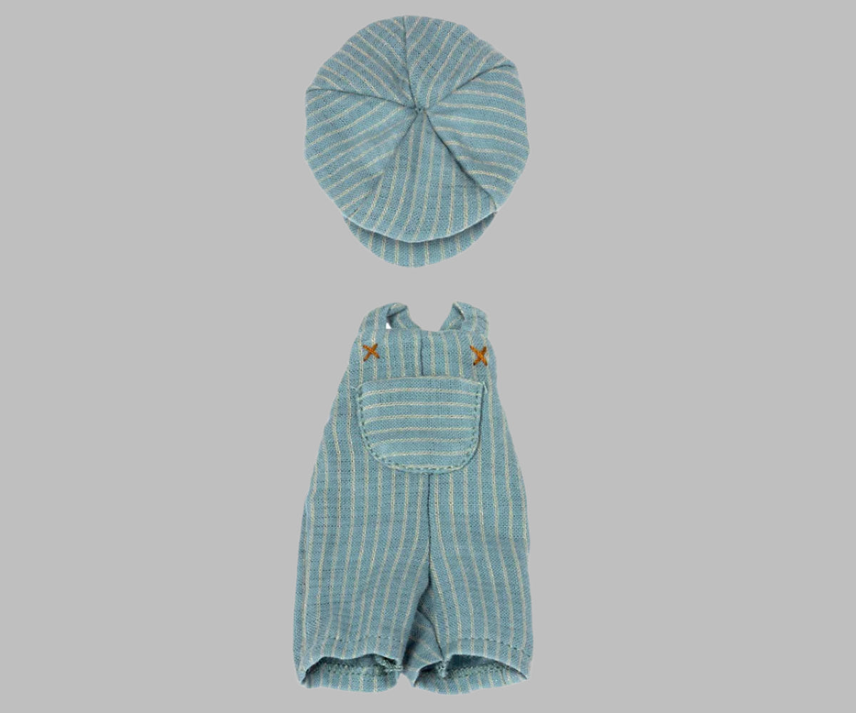 Maileg - Dungarees and hat. Teddy Junior.