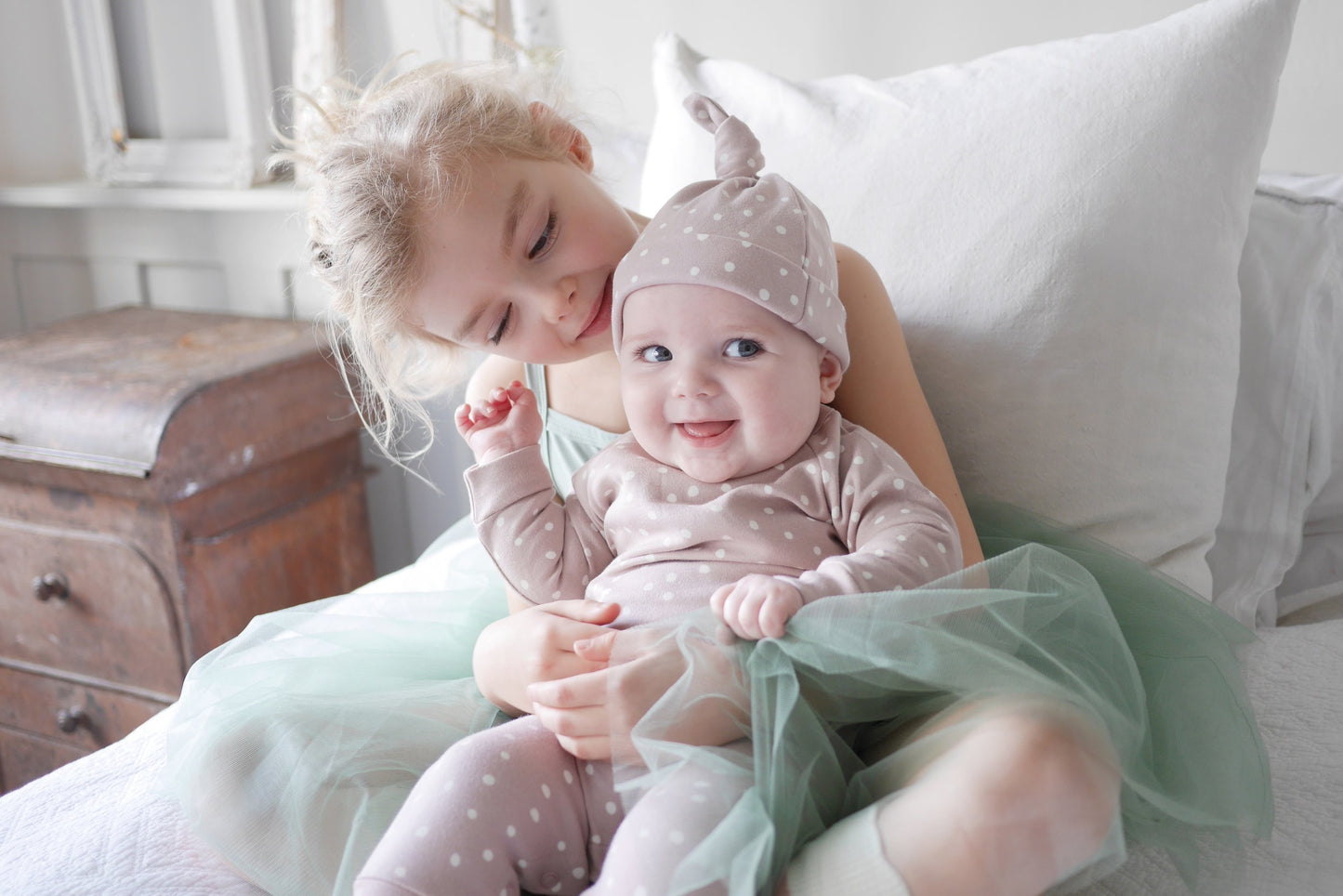 Bob & Blossom Old Rose and White Spot Romper.
