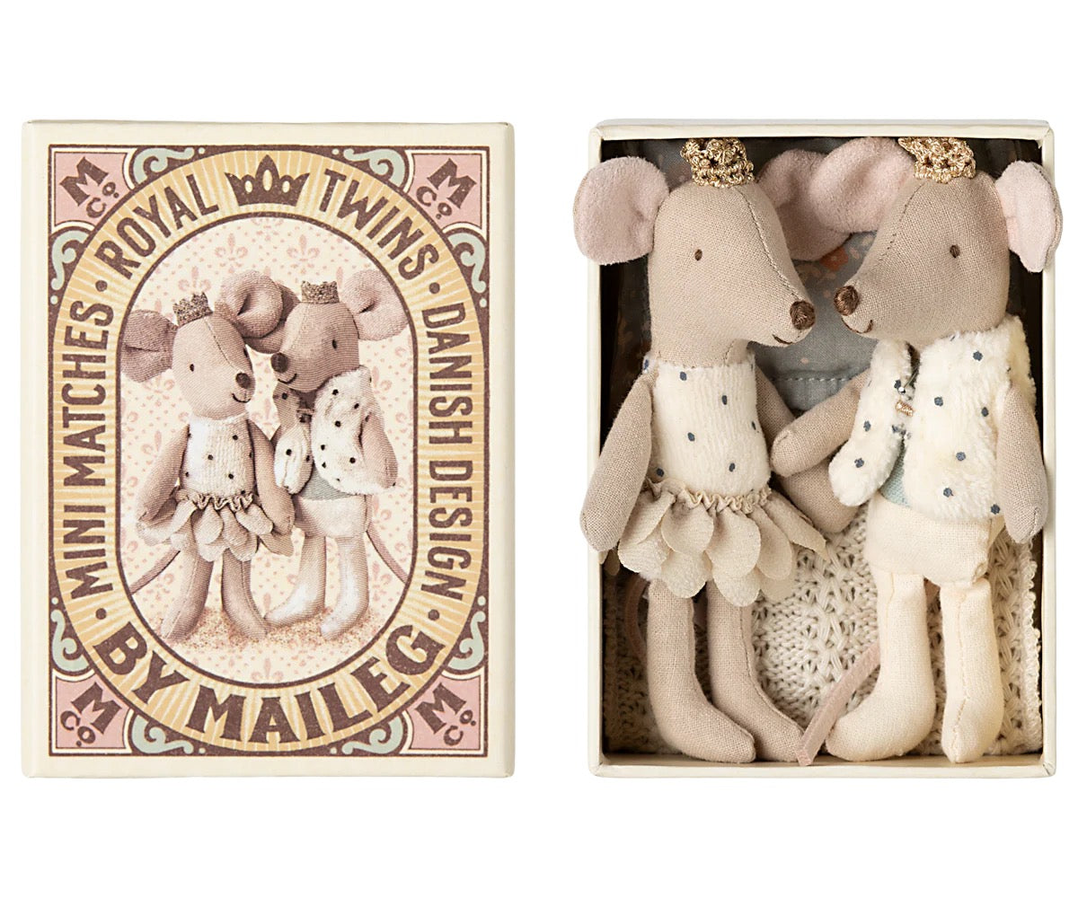 Maileg. Royal Twin Mice in matchbox.