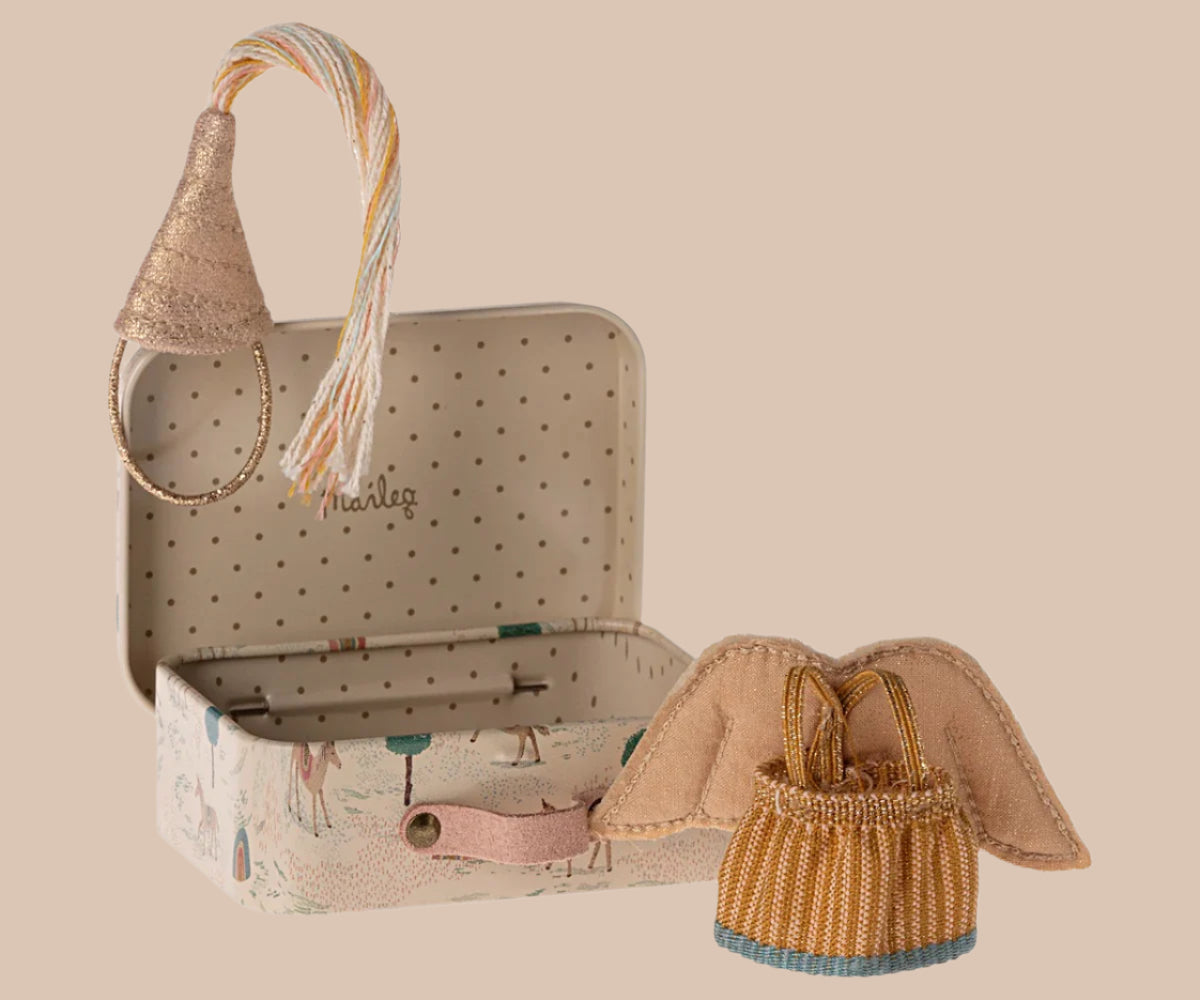 Maileg - Fairy clothes in suitcase. Little Sister/Brother Mouse.