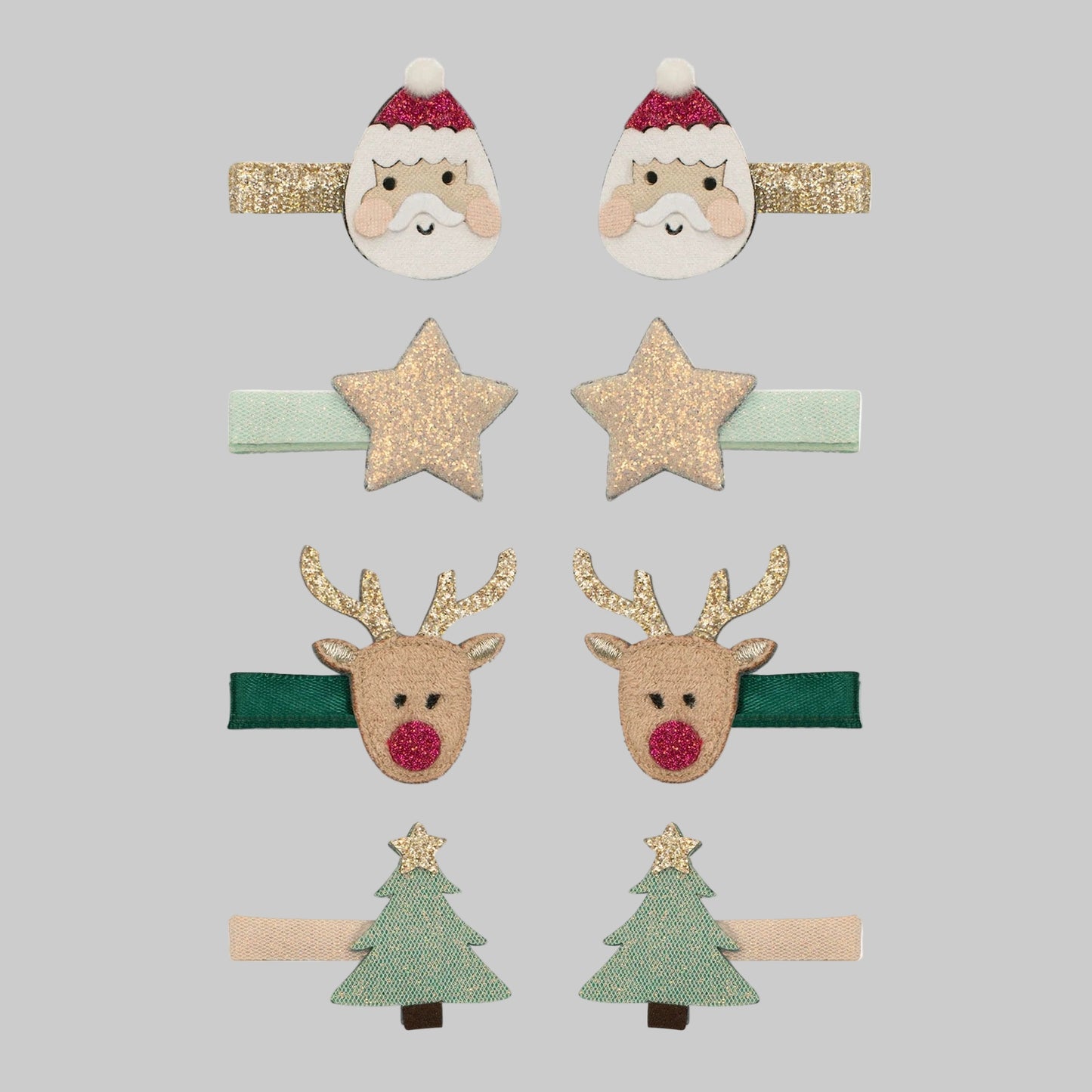 Santa and Rudolph mini clips.