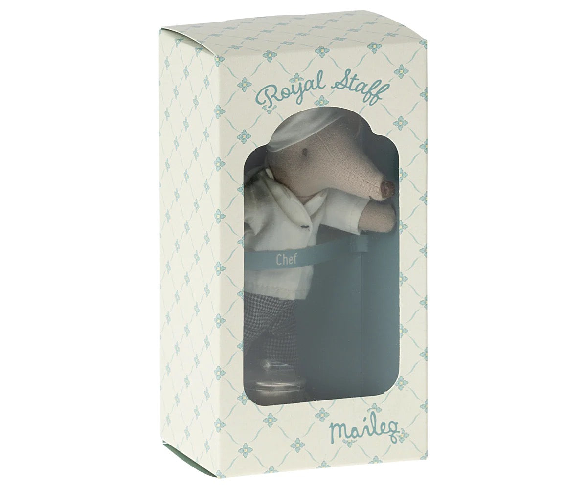 Maileg. Chef Mouse with soup pan and spoon.