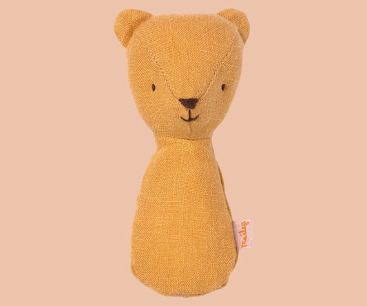 Maileg Teddy rattle. Dusty yellow.