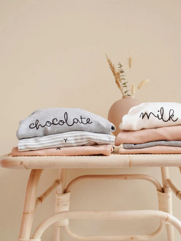 Organic Zoo. Grey Melange CHOCOLATE Organic Cotton Playsuit.