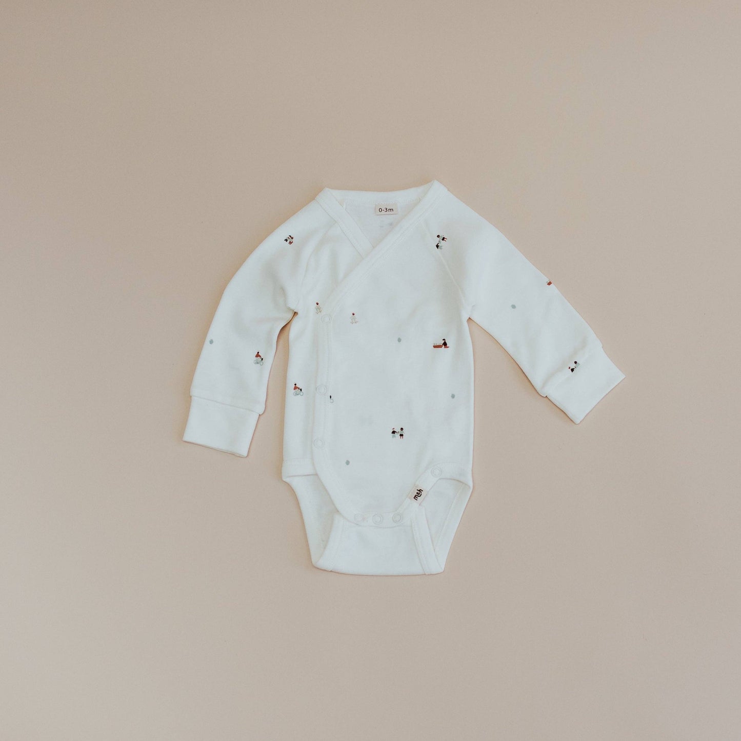 100% Organic Cotton Wrap Over Long Sleeve Bodysuit Sandstone