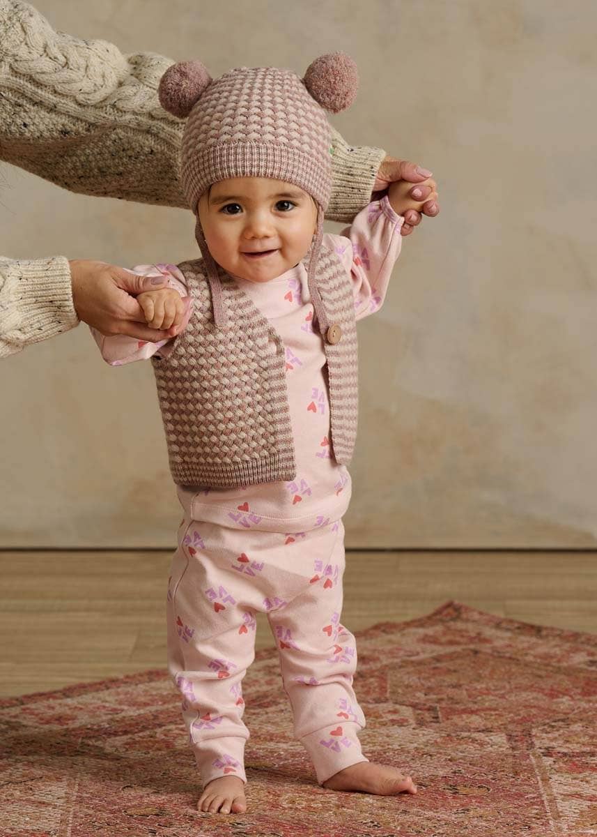 The Bonnie Mob - Pink Love Print Organic Baby & Kids Leggings