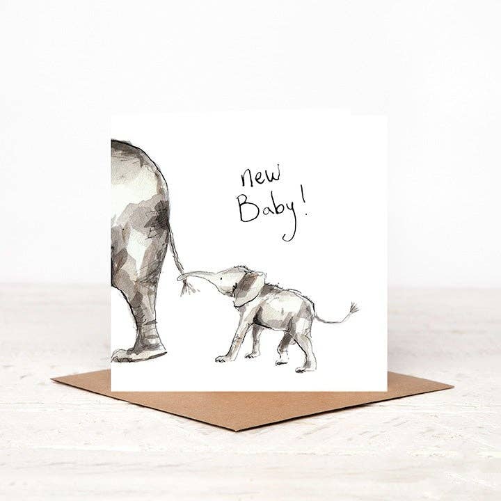 Elephant New Baby Card - Ava & Ayla