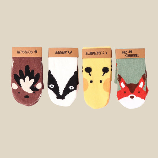 Endangered Animal Socks. British Four Pack | Organic Cotton | Baby Socks