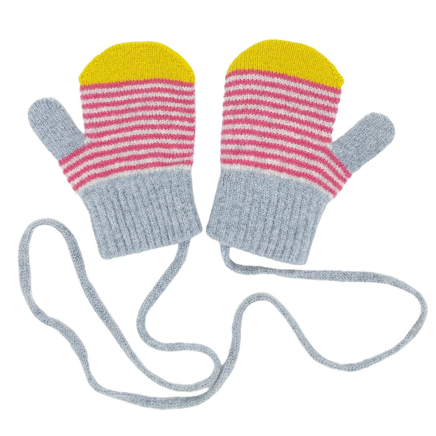 Catherine Tough. Patterned Lambswool Mittens on a string.